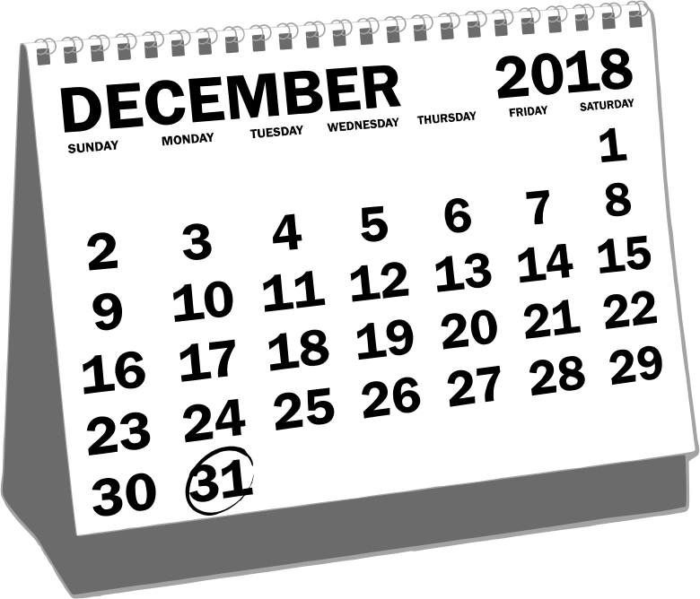 Desk Calendar December - Desk Calendar On December 2018 (780x668), Png Download