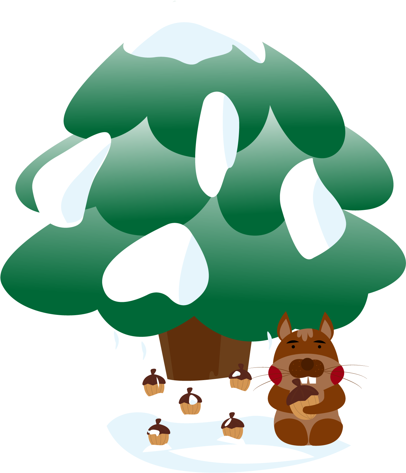 Snow Pine Winter Cone Png And Vector Image - Illustration (2000x2000), Png Download