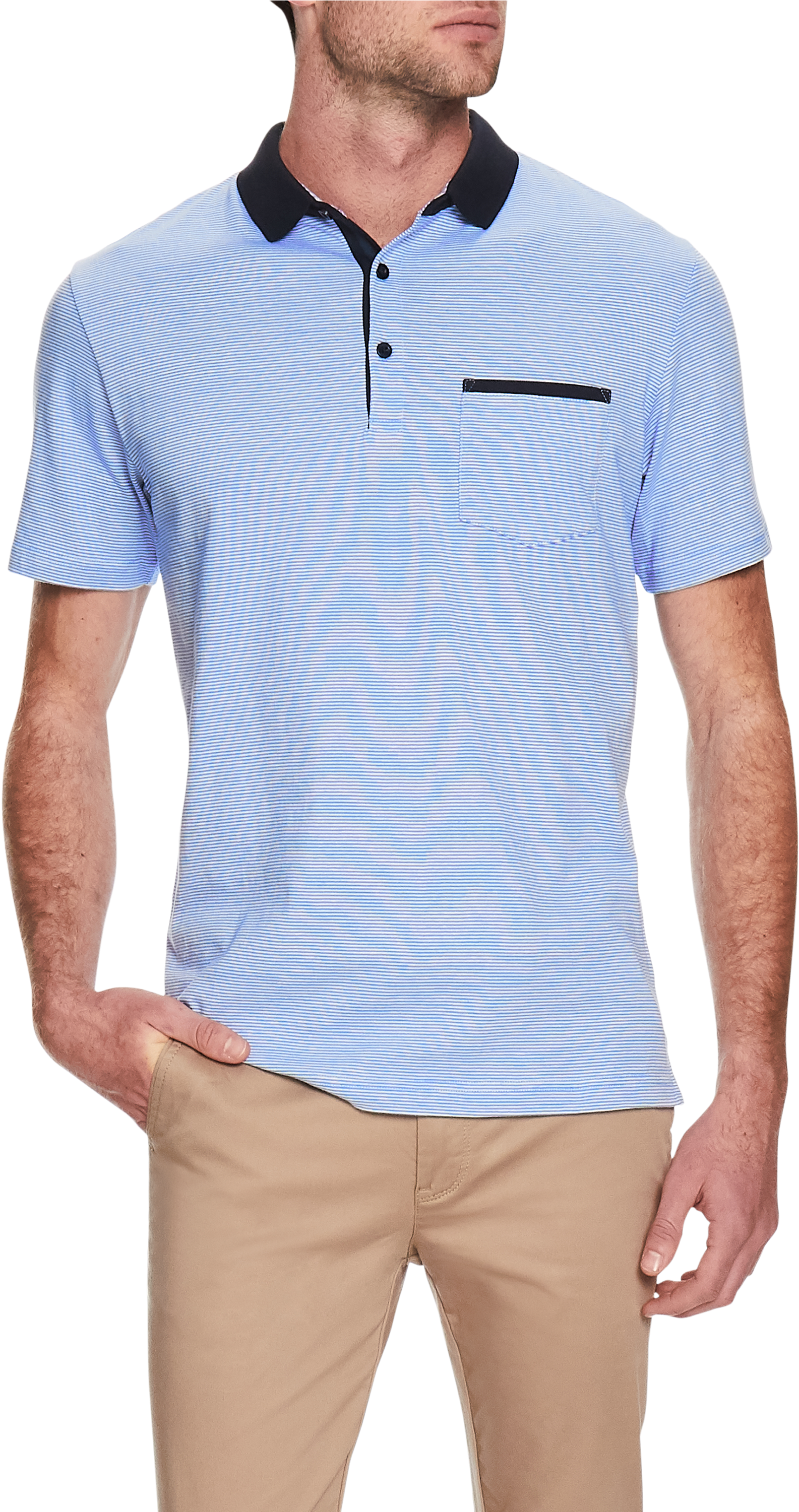 Blue Casper Stripe Polo - Man (3000x3000), Png Download