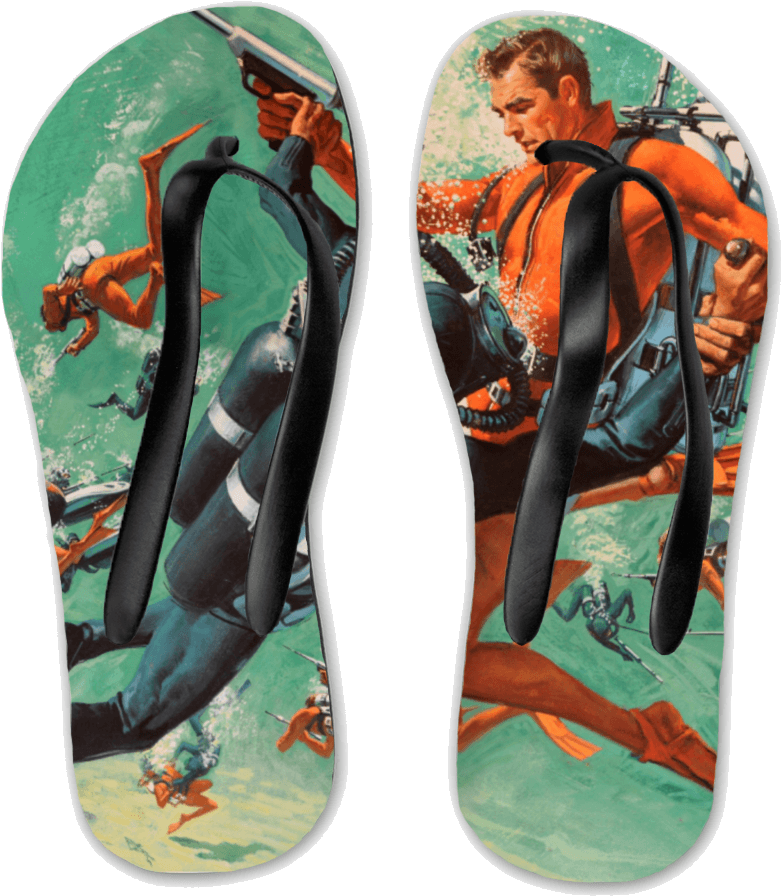 Retro James Bond Thunderball - Flip-flops (1024x1200), Png Download