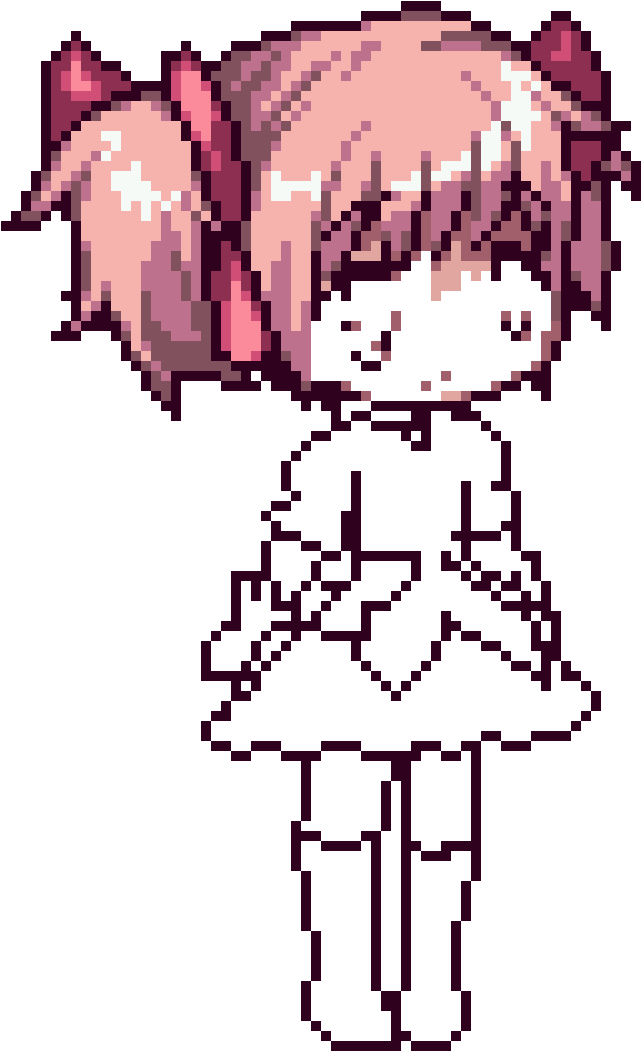 Madoka Magica Wip - Anime Girl Pixel Art (900x1120), Png Download