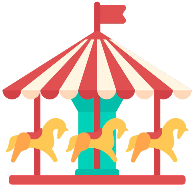 Amusement Park Carousel Transparent Image - Amusement Park Transparent (1200x630), Png Download