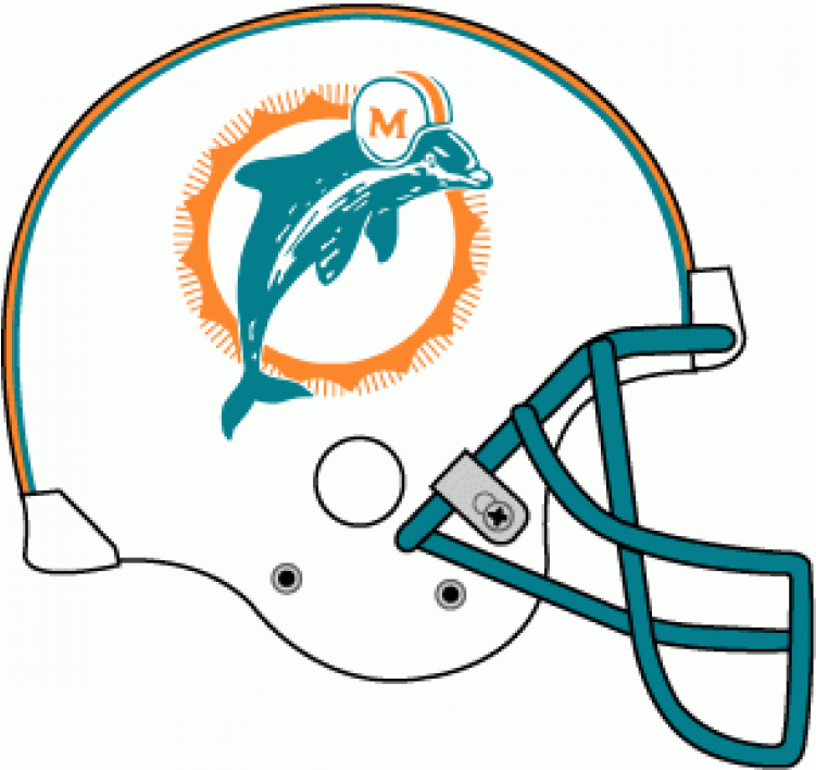 Miami Dolphins Iron On Stickers And Peel-off Decals - Miami Dolphins Helmet 1980 (750x930), Png Download