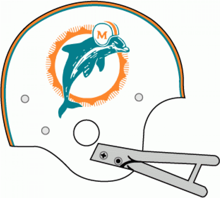 Miami Dolphins Iron On Stickers And Peel-off Decals - Miami Dolphins Helmet 1980 (750x930), Png Download