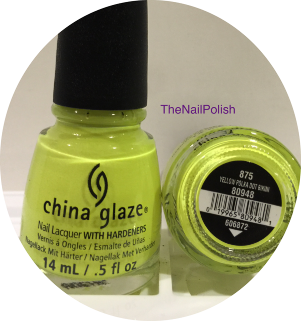 China Glaze Nail Polish Neon Yellow Polka Dot Bikini - China Glaze (600x640), Png Download