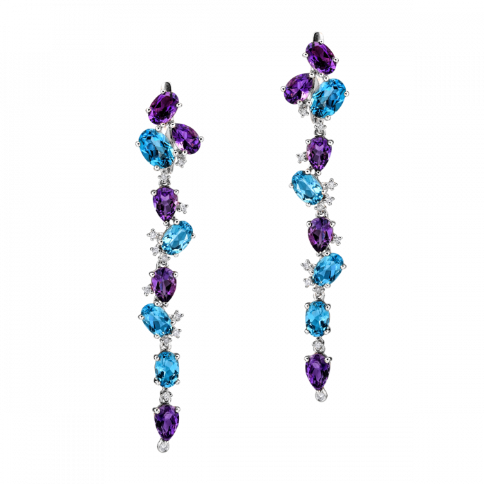 Cercei Teilor Cu Diamante Ametiste Si Topaz Dcgw00052 - Earrings (700x700), Png Download