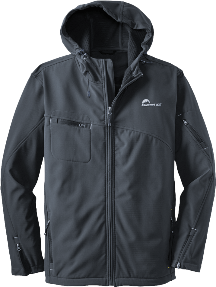 Summit Ice Jacket - Port Authority Textured Hooded Soft Shell Jacket J706 (750x980), Png Download