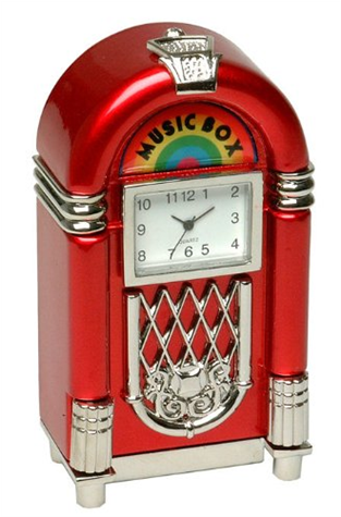 Techno Retro Miniature Red Jukebox Clock - Techno Clocks (jd) 1950s Red Juke Box Miniature Clock (450x475), Png Download