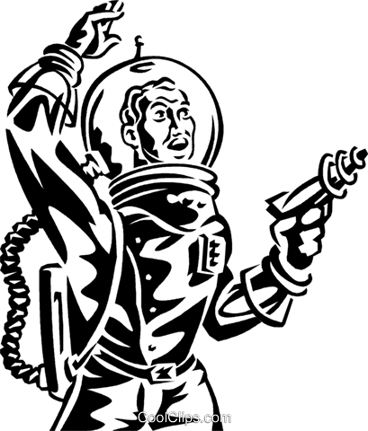 Astronaut With Ray Gun Science Fiction Royalty Free - Science Fiction Clip Art (409x480), Png Download