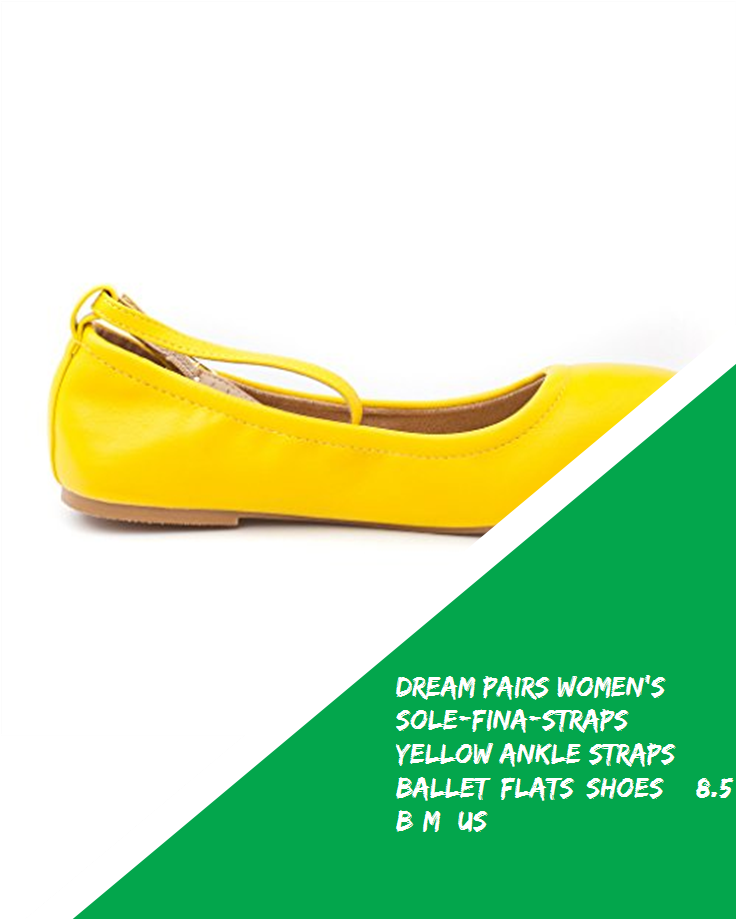Dream Pairs Women's Sole Fina Straps Yellow Ankle Straps - Ballet Flat (735x1100), Png Download