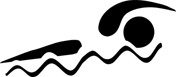 Swimming - Black And White Swimmer Clip Art (600x265), Png Download