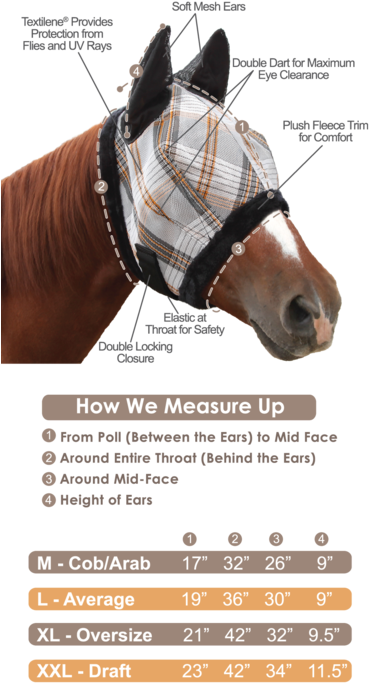Fly Mask With Fleece & Ears - Kensington Signature Fly Mask With Removable Nose Piece (385x700), Png Download