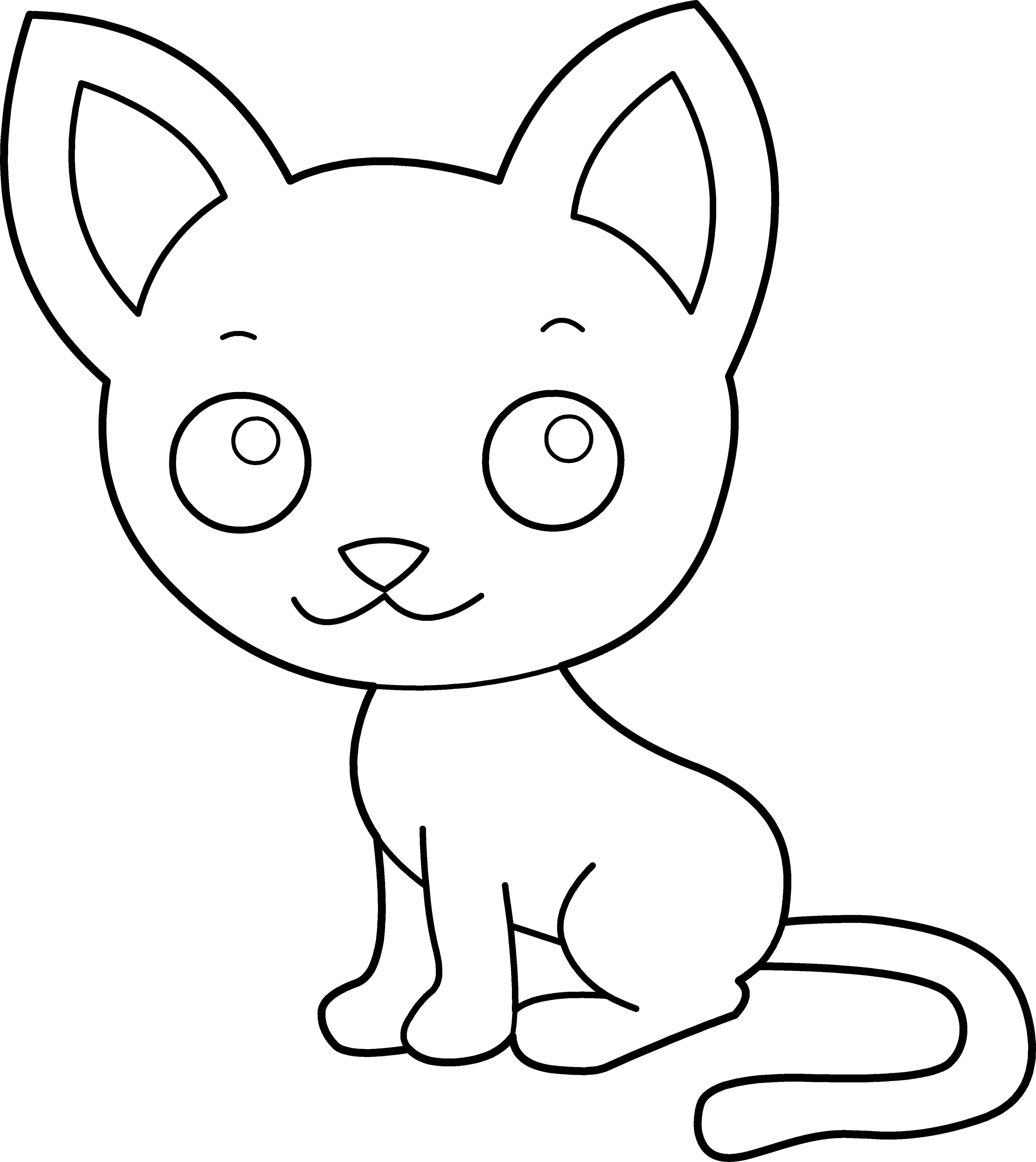 Cute Cat Coloring Pages, Item- - Cat Clipart Coloring Page (490x550), Png Download