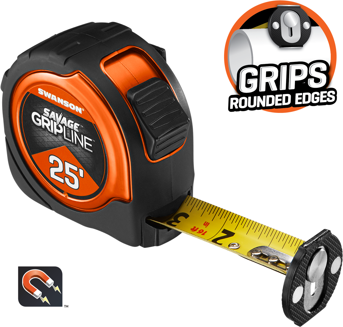 Swanson Savage Gripline Magnetic Tape Measure Svgl25m1 (1187x1187), Png Download