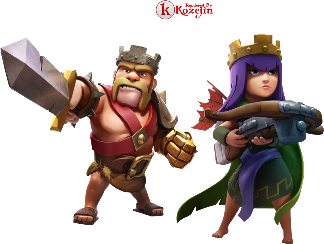 King & Queen - Clash Of Clans Png (1200x1030), Png Download