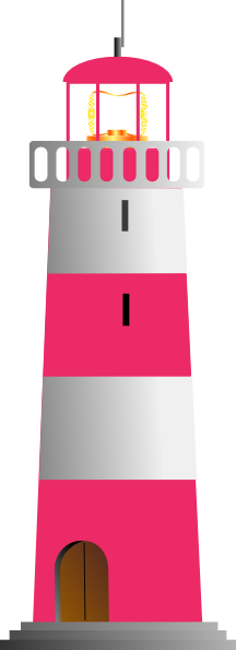 Pink And White Lighthouse Clip Art - Lighthouse Clip Art (216x595), Png Download