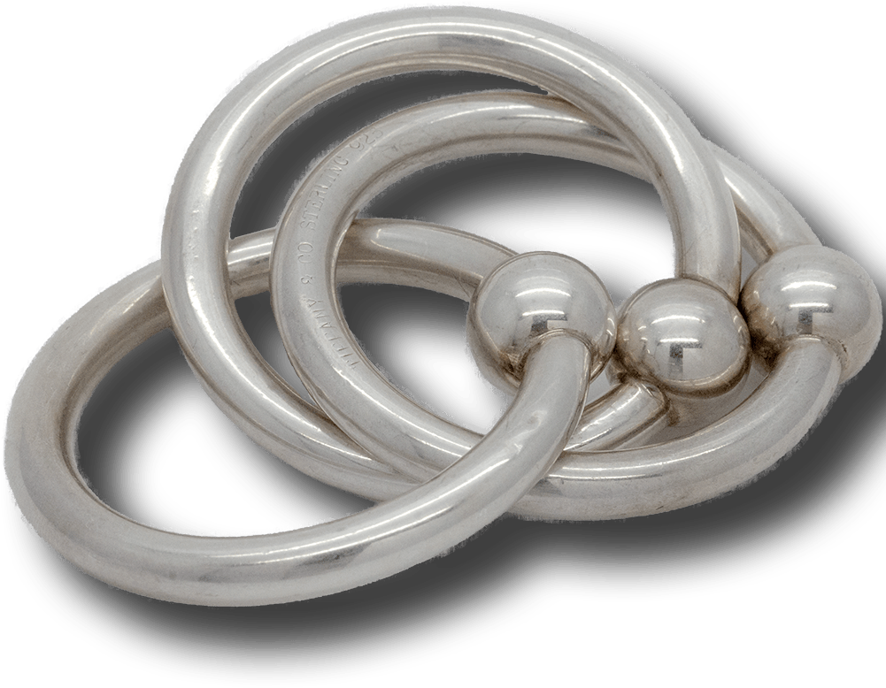 Sterling Silver Triple Ring Baby Rattle / Teething - Baby Rattle (1000x1000), Png Download