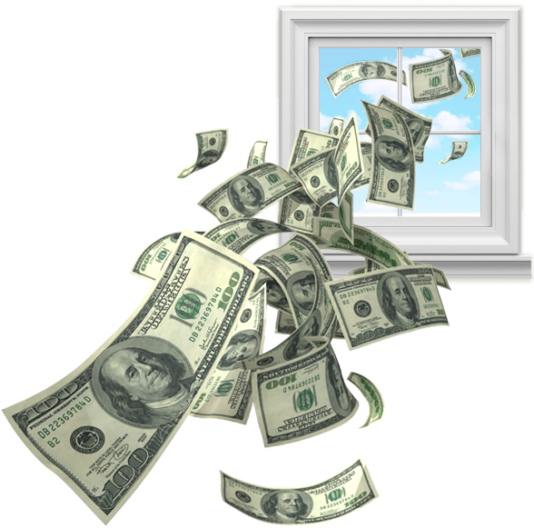 Money Out The Window Clipart Freeuse Download - Money Thrown Out The Window (588x581), Png Download