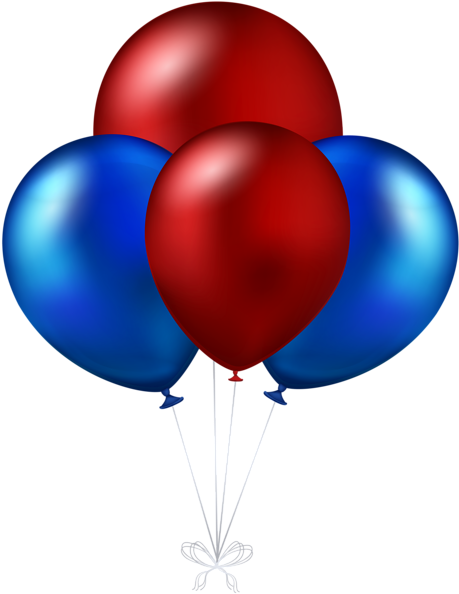 Red And Blue Balloons Transparent Png Clip Art Image - Red And Blue Birthday Balloons (486x600), Png Download