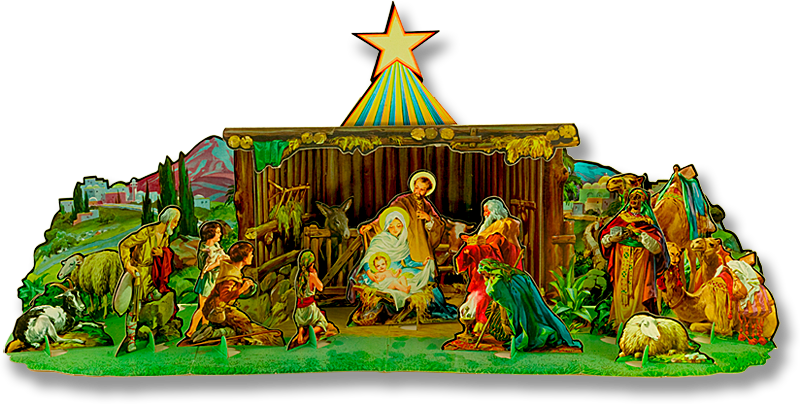 This Old Nativity - Christmas Manger Cut Outs (800x404), Png Download