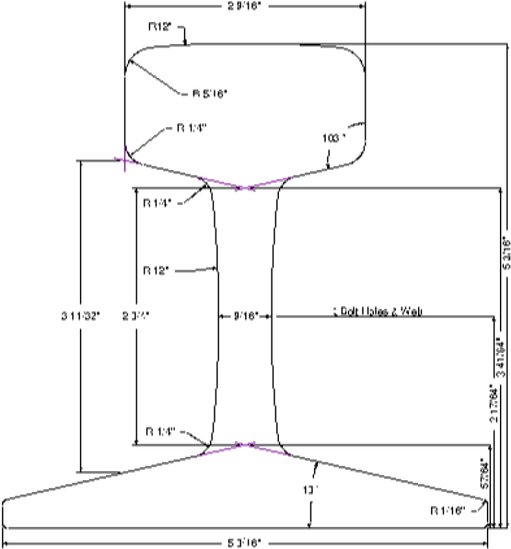85 Lb Asce Rail Profile Sketch - 85 Lb Asce Rail (800x800), Png Download