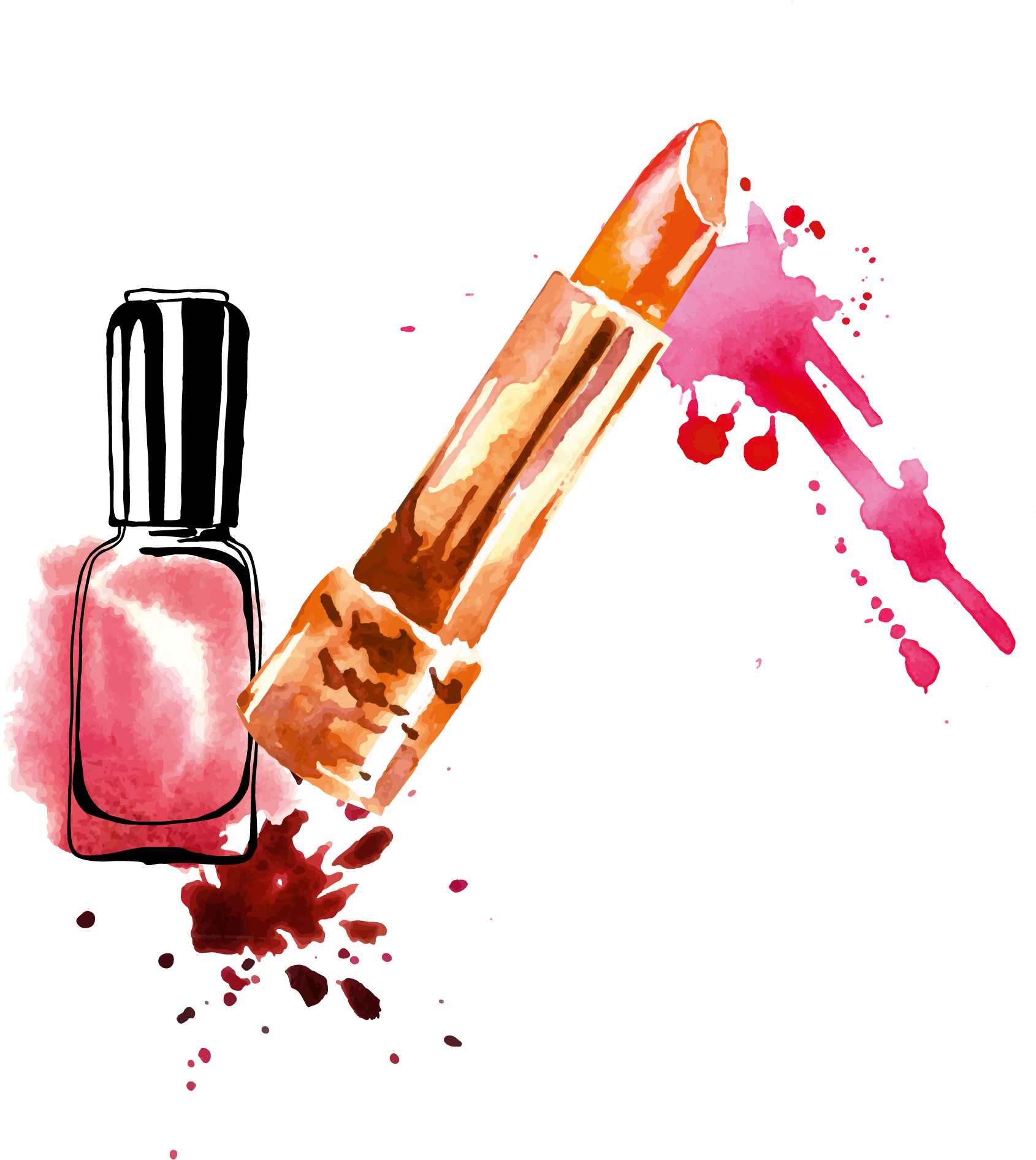 Drawing Lipstick Nail Polish - Nail Polish Drawing Png (2807x1952), Png Download