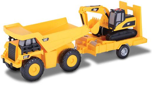 Cat Truck 'n Trailer - Dump Truck & Excavator (650x436), Png Download
