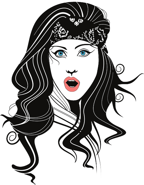 Woman, Face, Hair, Scarf, Long, Gypsy - Gypsy Woman Silhouette (500x640), Png Download