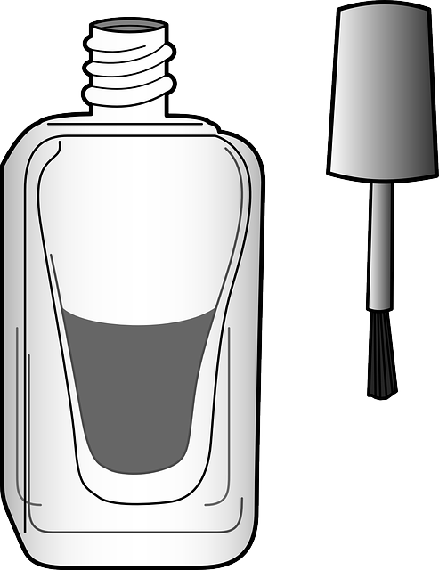 Brush, Bottle, Nail, Polish - Nail Polish Black And White (493x640), Png Download