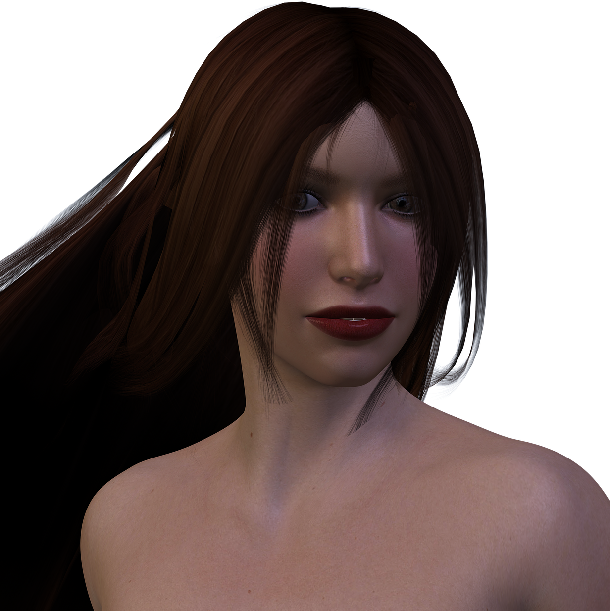 Portrait,female,long Hair,face,woman Face,women Face,beautiful - Mujer Con Pelo Largo (1231x1280), Png Download