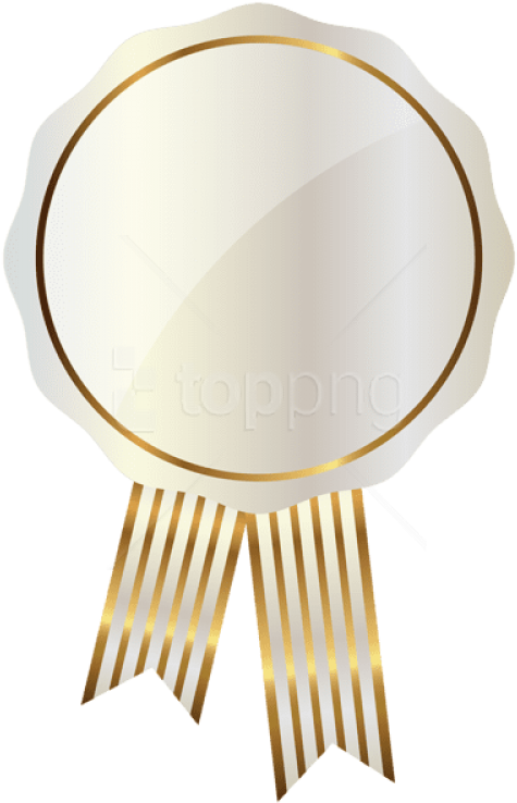 Ribbon Png, White Seal, Flower Frame, Clipart Images, - Silver Seal With Ribbon Png (384x600), Png Download