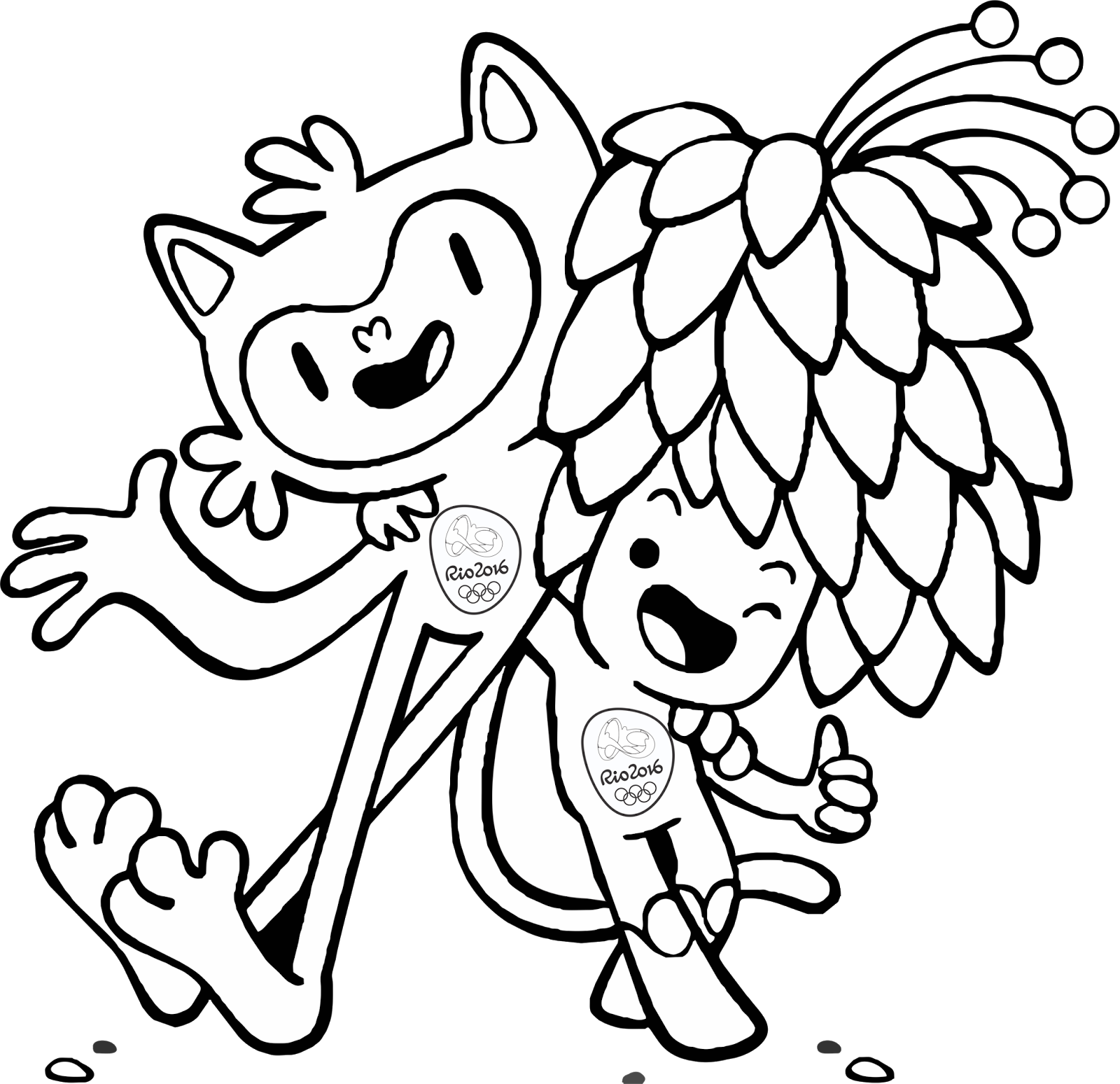 Mascotes Olimpíadas E Paralimpíadas Rio 2016 Para Colorir - Mascotes Das Olimpiadas 2016 Para Colorir (1600x1548), Png Download