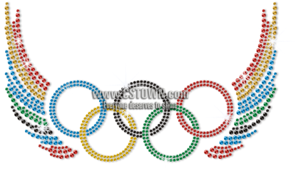 Olympic Rings Spreading Colorful Wings Iron On Rhinestone - Rio De Janeiro (450x450), Png Download