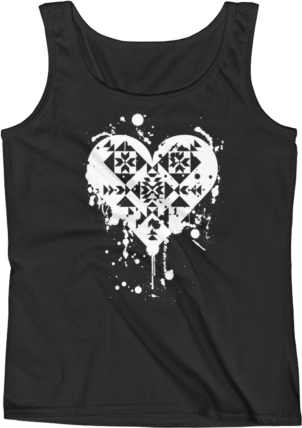 White Splatter Heart Tank - Active Tank (1000x1000), Png Download