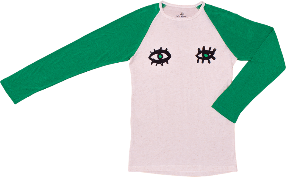 Noé & Zoë Raglan Tee Green Eyes - Child (960x720), Png Download