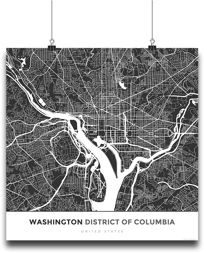 Premium Map Poster Of Washington D - Washington Dc Map Art Scarf (683x1024), Png Download