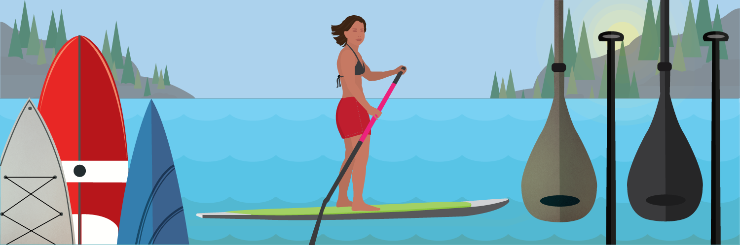 Stand Up Paddle Board Paddle Cartoon (1500x498), Png Download