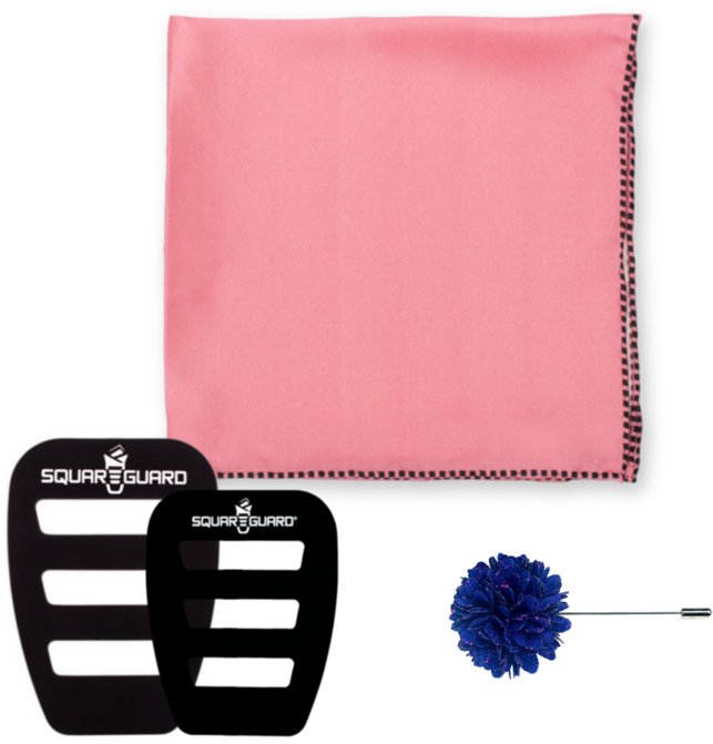 Pink Dotted Trim Square And Blue With Pink Speckled - Floral Design (720x720), Png Download