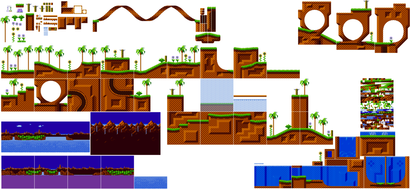 1315 X 607 8 - Sonic Green Hill Sprites (1315x607), Png Download