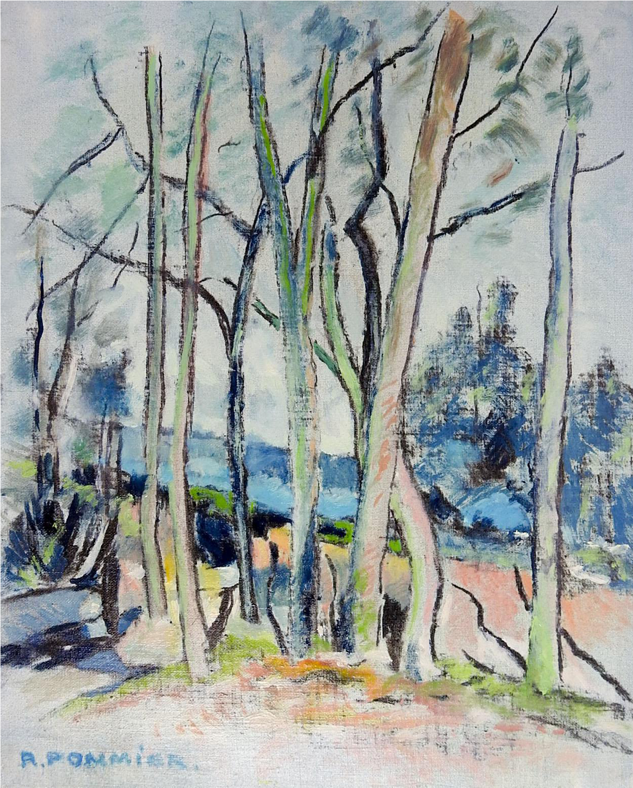 Modernist French Landscape Oil Painting Chairish - Painting (1391x1731), Png Download
