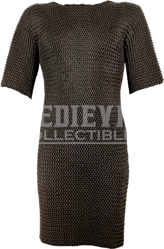 Butted Short Sleeved Blackened Chainmail Hauberk - Polka Dot (850x850), Png Download