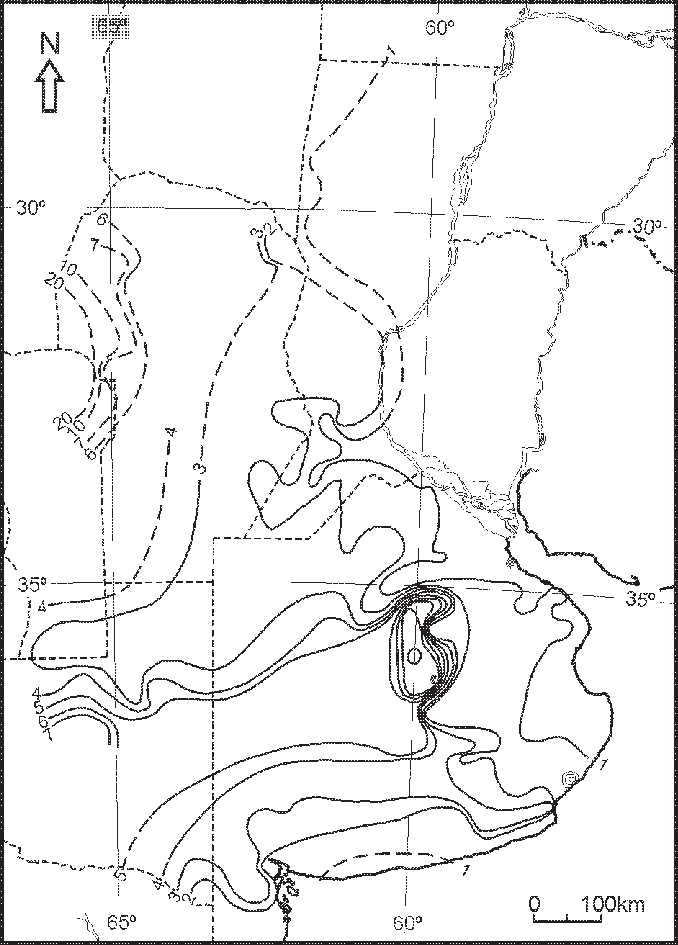 Isopletas De Frecuencia De Los Minerales Pesados - Mapa De Isopletas Argentina (678x945), Png Download