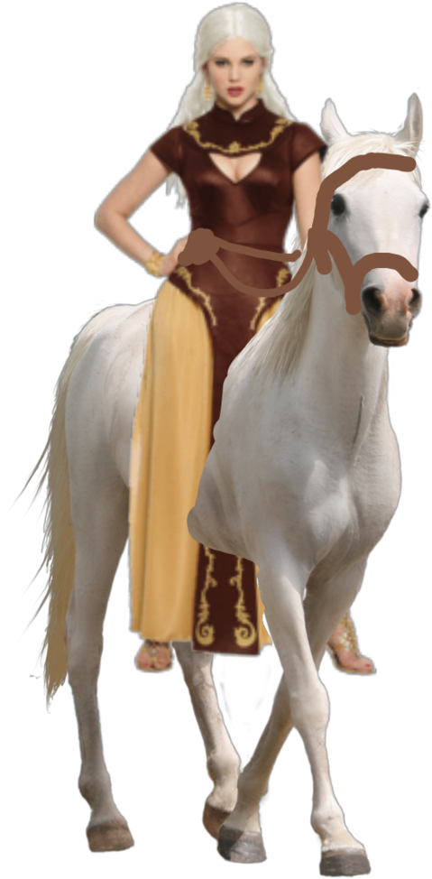 An Hot Barbarian Babe Riding Her Beautiful White Steed - White Horse Transparent (561x1024), Png Download