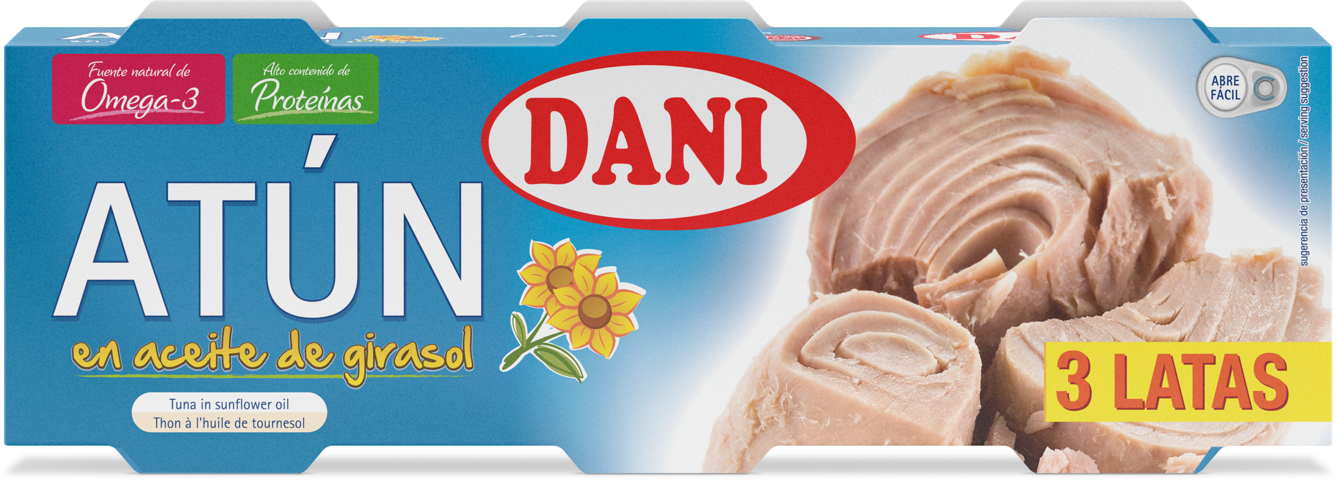 Tuna In Sunflower Oil 3x80g - Dani (2600x936), Png Download