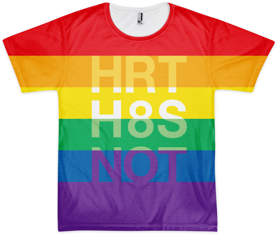 Heart Hates Not Lgbt Pride Rainbow Flag All Over Print - Active Shirt (1000x1000), Png Download