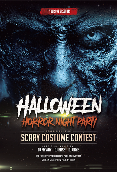 Halloween Horror Night Flyer Illustration Invitation - Demon (800x600), Png Download