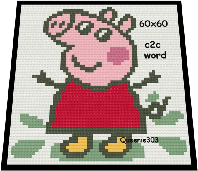 Peppa Pig C2c - Cross-stitch (690x596), Png Download