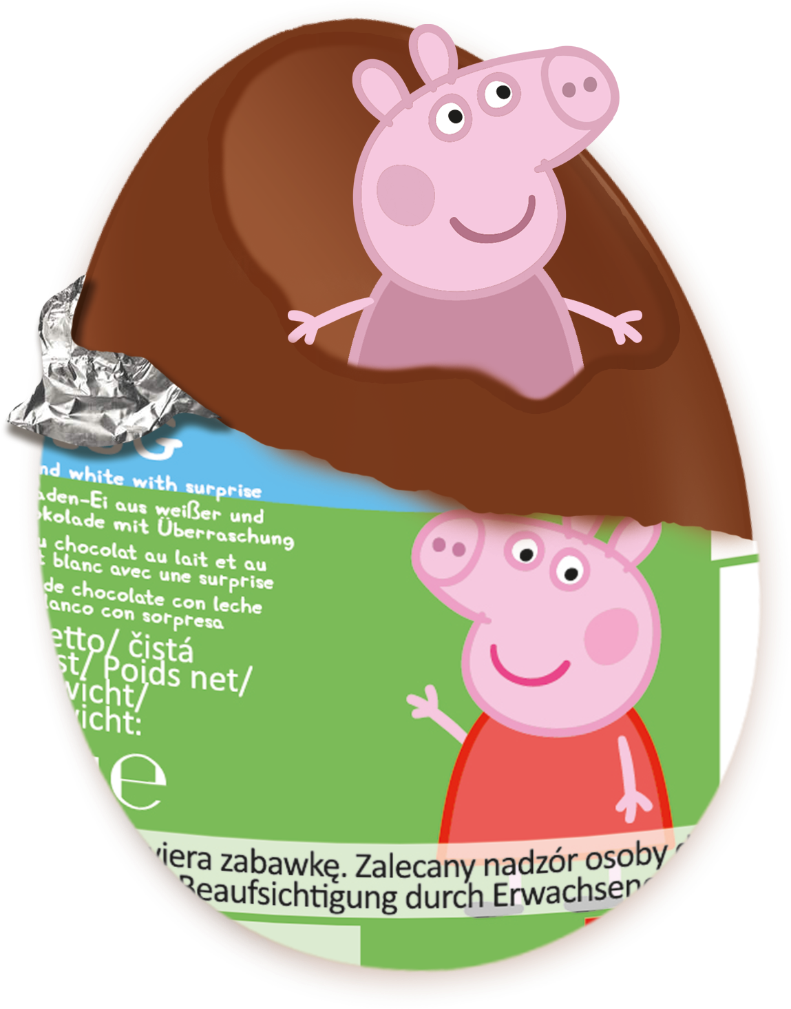 Peppa Pig Chocolate Egg Piece - Surprise Egg Chocolate Eggs Peppa Pig (1181x1875), Png Download