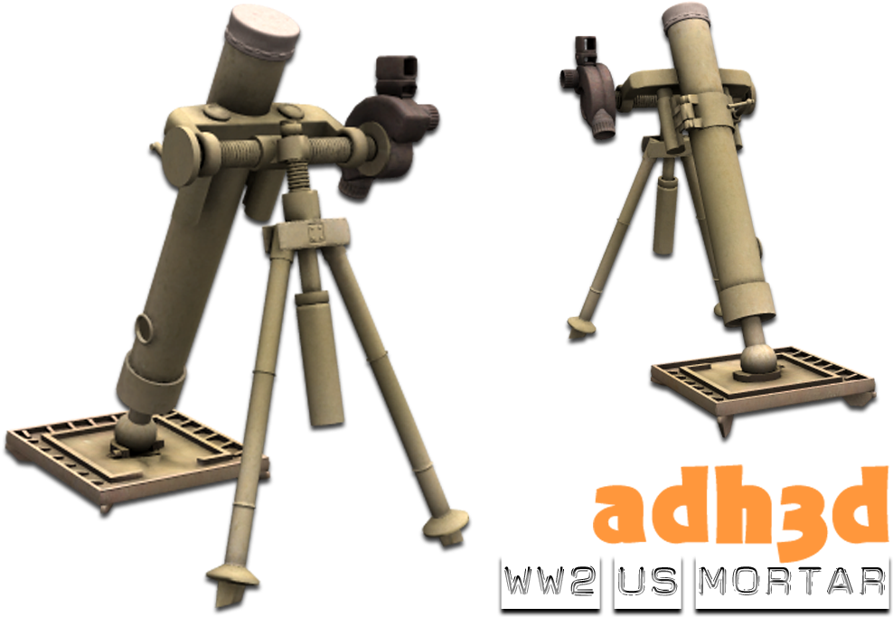 Ww2 Us Mortar - Ww2 Mortar Png (1100x732), Png Download