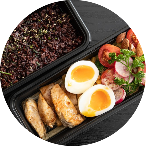 Protein Egg Tomato Rice V2 - Boiled Egg (595x595), Png Download